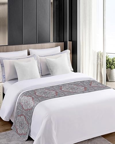 Miniatura 3 de LBHAUSE Camino de cama floral bohemio abstracto para cama de tamaño King, protector de bufanda, manta de cama decorativa para dormitorio, hotel,