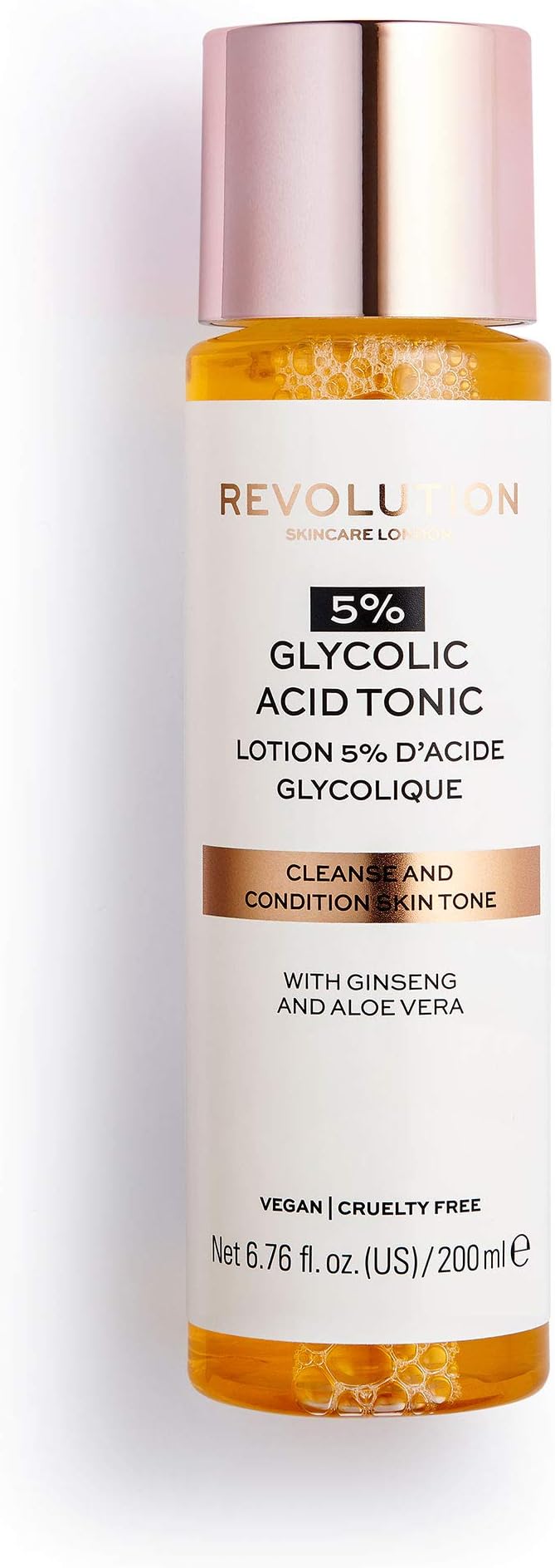 Revolution Skin 5% Glycolic Acid Tonic,200ml (Glycolic Acid Toner,Exfoliating, tightening of pores, brightening)