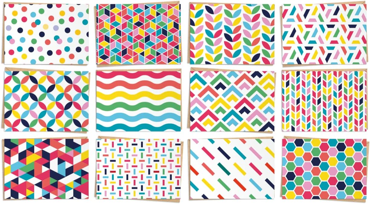 120 Pack Blank Greeting Cards - All Occasion Bulk Box Set - 12 Designs - Craft Paper Envelopes and Gold Labels Included