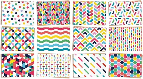 Miniatura 4 de Paquete de 120 tarjetas de felicitación en blanco, juego de caja a granel para todas las ocasiones, 12 diseños, sobres de papel para manualidades y