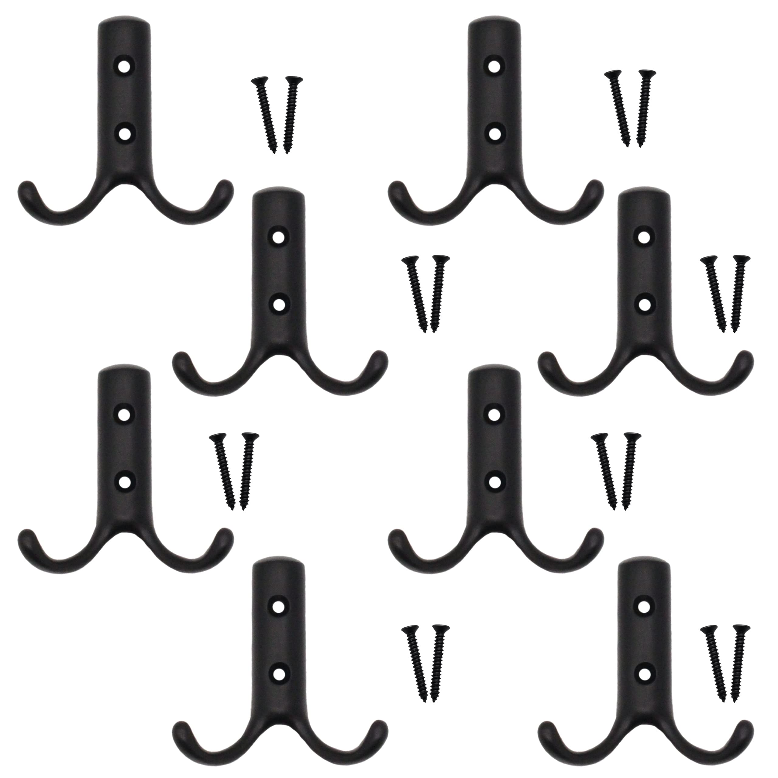 EAI Twin Robe Hook - 70mm - Matt Black - Pack of 8