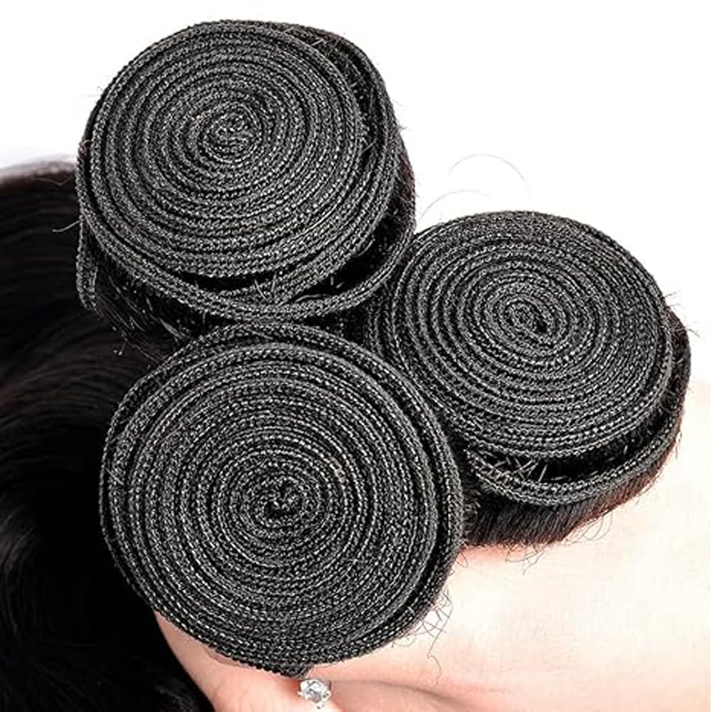 Straight Bundles Human Hair Menschliches Haar Human Hair Extensions Echthaar Tressen Natural Black 50g/PC 150G Double Weft for Women 3 Bündel 22 24 26 Zoll