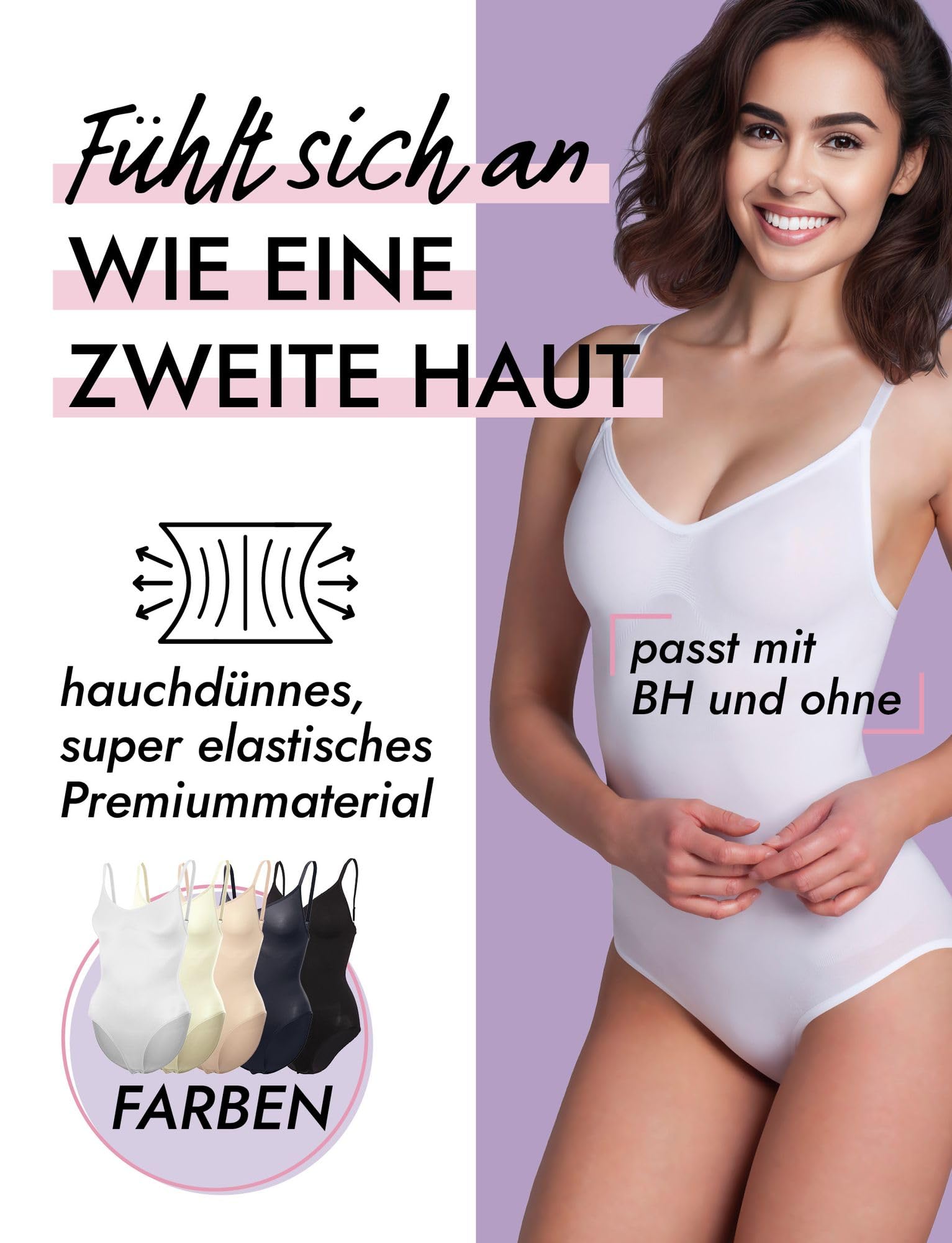 Skin Wrap Shapewear Damen - Bauchweg Body Damen (S-XXL) Body Shaper Damen Miederbody Bauch Weg Body Shape Body - leicht & formend