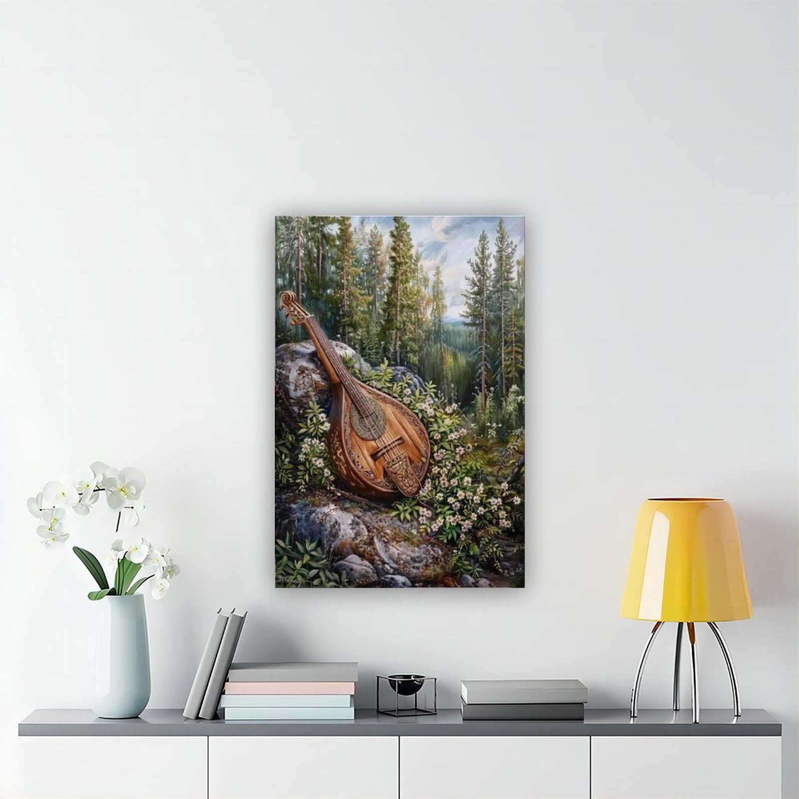 Stampa artistica su tela di Kantele finlandese, con musica folk, decorazione per camera da letto, ufficio, camera da letto, regalo, 40 x 60 cm