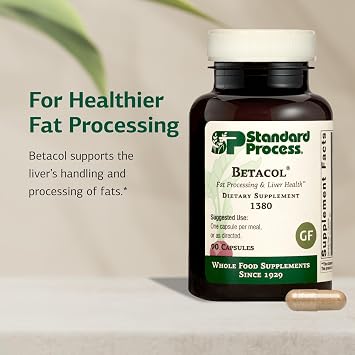 Standard Process Betacol - Supports Liver Function & Bile Production - Liver Health Supplement with Niacin & Vitamin B6 - Gluten-Free, Non-Dairy & Non-Soy - 90 Capsules