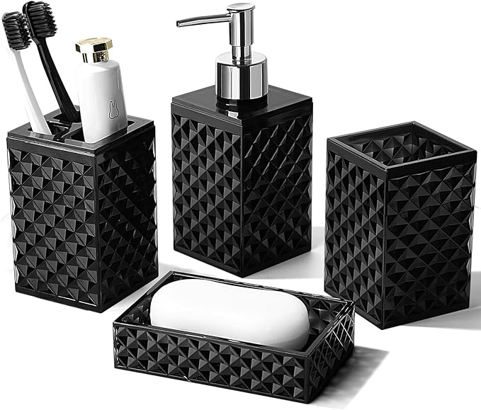 Amazon.com: RYTOXILO Black Bathroom Accessories Set, 4 Pack Matte Black ...