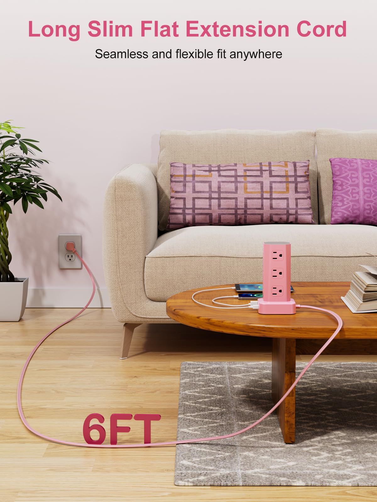 Pink Surge Protector Tower - 16 USB Outlets! -5 Pink Surge Protector Tower - 16 USB Outlets! -5