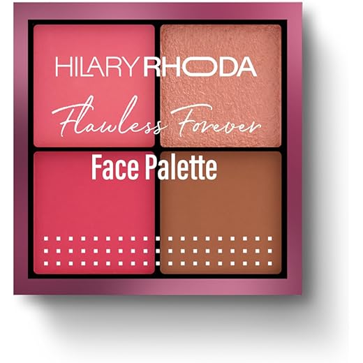 Hilary Rhoda Flawless Forever Face Palette | Highlighter, Contour & 2 Blushes | All-in-one Face Makeup Kit | Highly Pigmented & Long Lasting Face Palette | 11.2g (Medium- Shade 02)