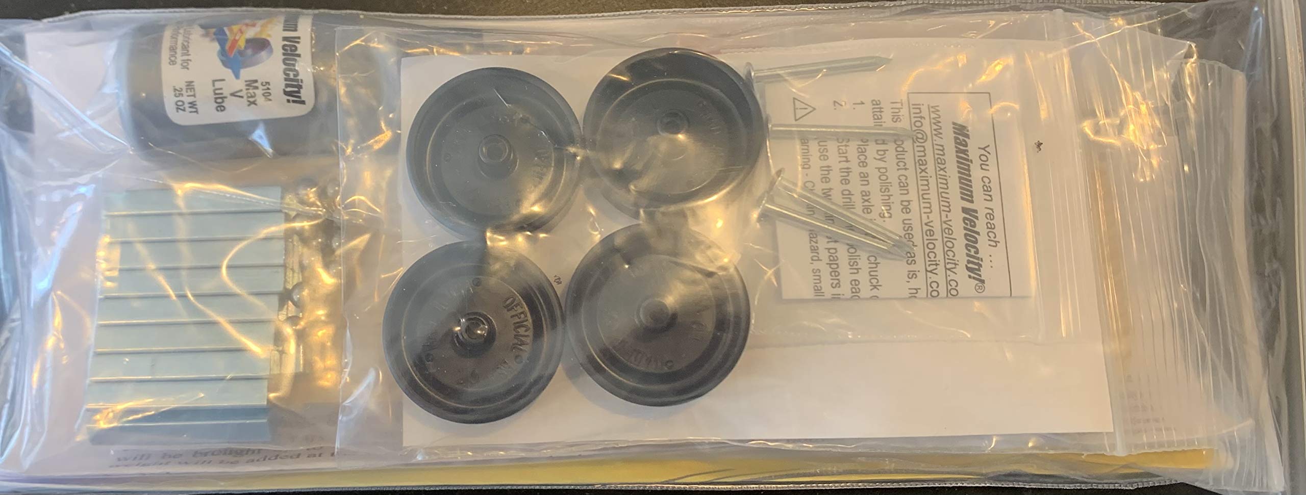 Maximum Velocity Pinewood Car Kit | Includes CNC'd Body, Official Scout Speed Wheels, Speed Axles, Graphite & Steel Weight | Sports Car Derby Car Kit