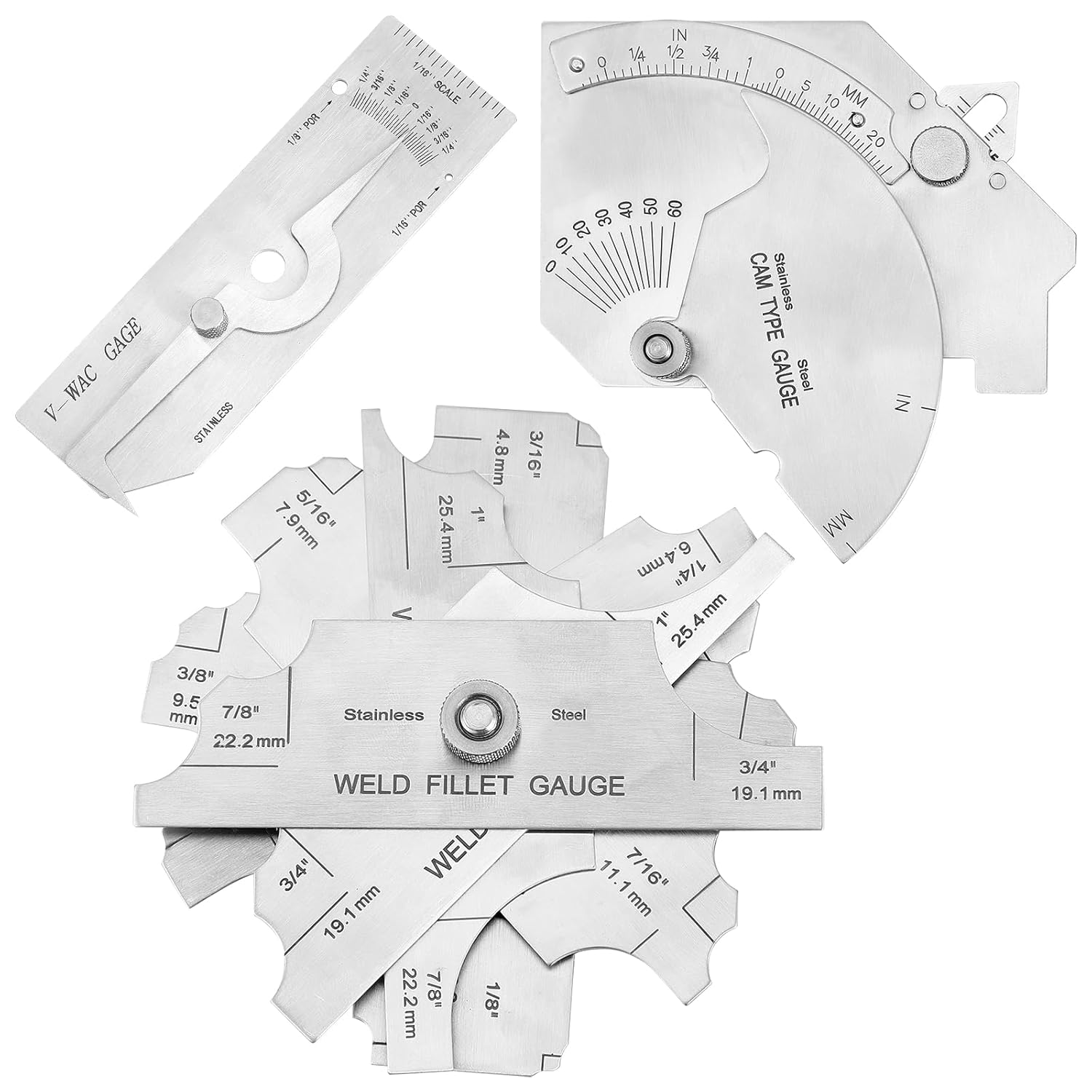 Hicarer Set of 3 Gauge Kit Included 7 Piece Fillet Weld Gauge Gage Set