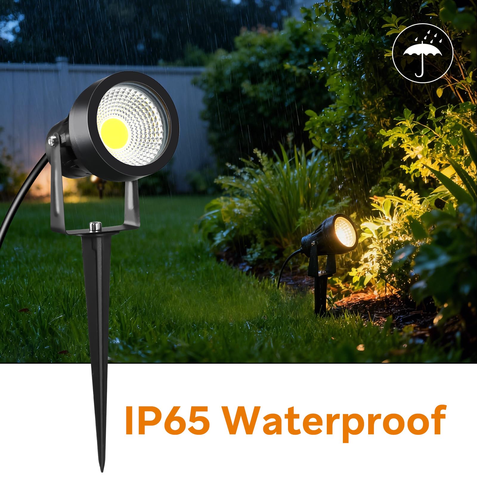 2 Pezzo Faretti da Giardino con Picchetto di Alimentazione 7W 700LM, Luci LED, Illuminazione per Giardino Impermeabile IP65, Faretto 220V 3000K Adatto per Pareti, Terrazze, Piante, Cavo da 2,5M