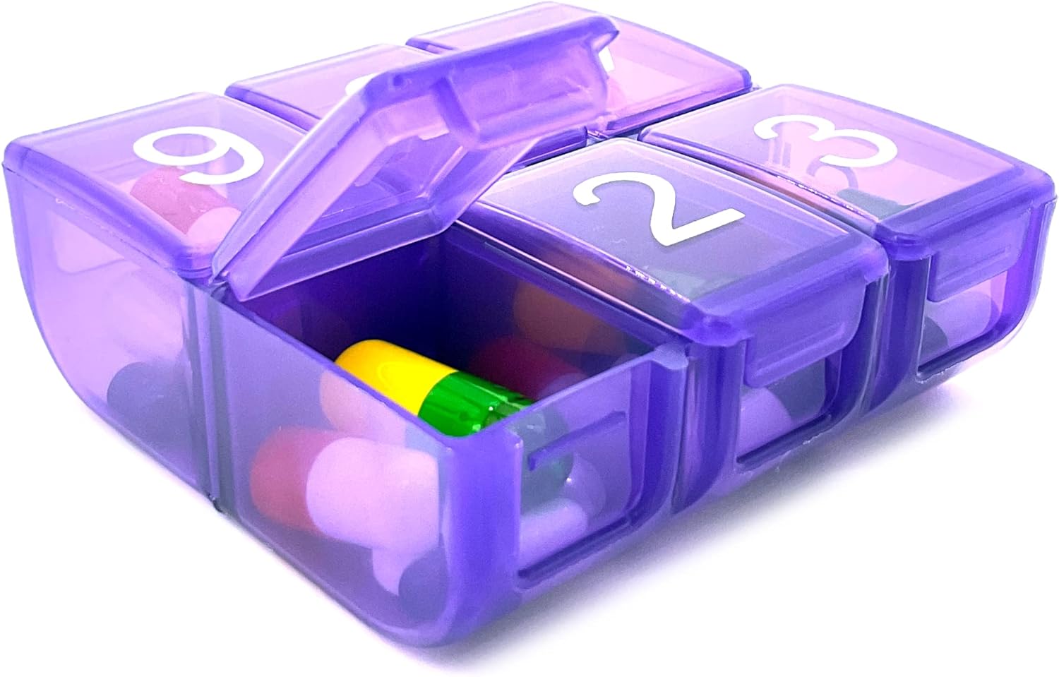 e-Pill 6 Times a Day 7 Day Weekly Pill Organizer – Large Capacity Rainbow Multicolor Pill Box for Vitamins & Medication