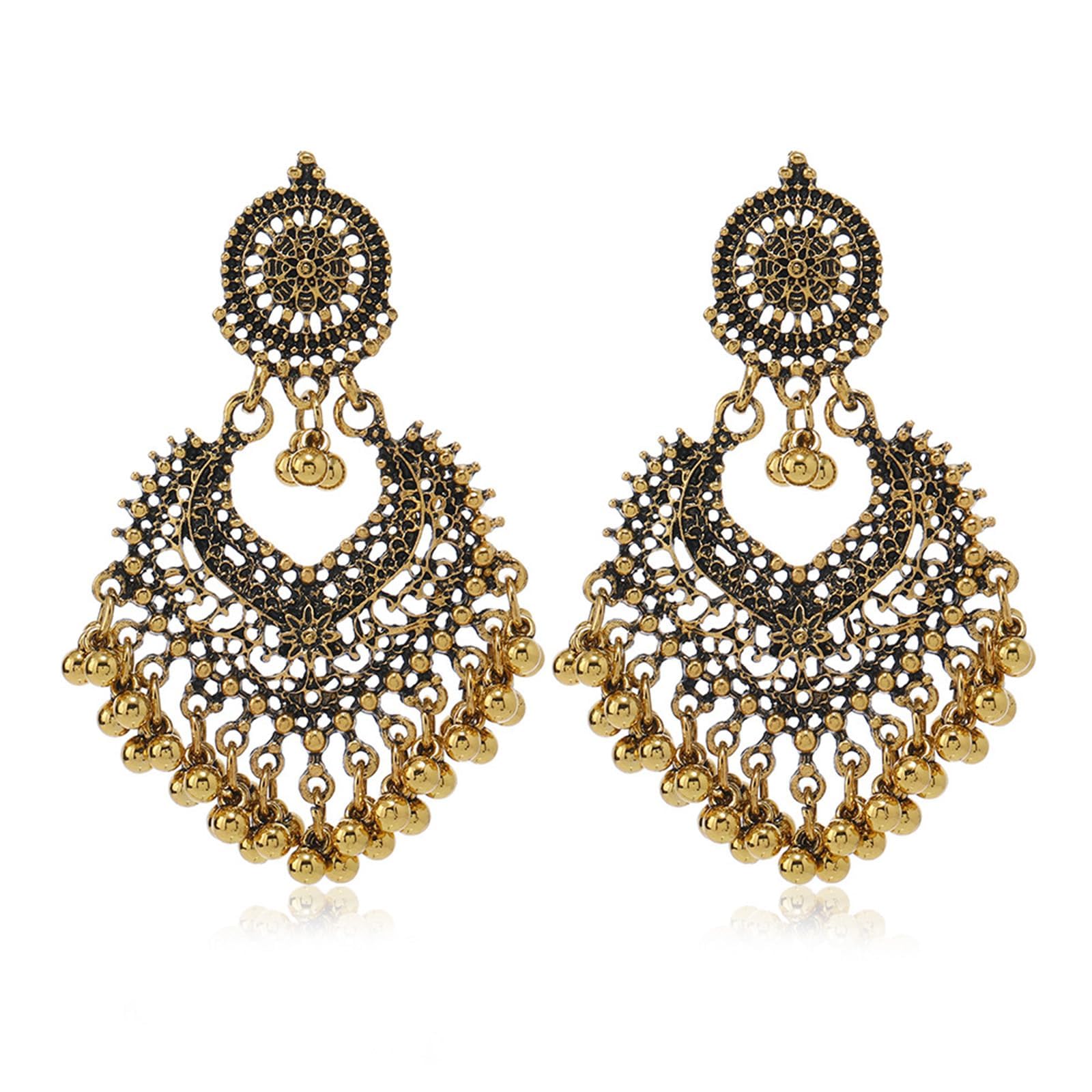 Indian Jhumka Earrings for Women Jhumkas Boho Ball Chandelier Tassel Statement Dangle Earrings Indian Wedding Jewelry Dresses Outfits