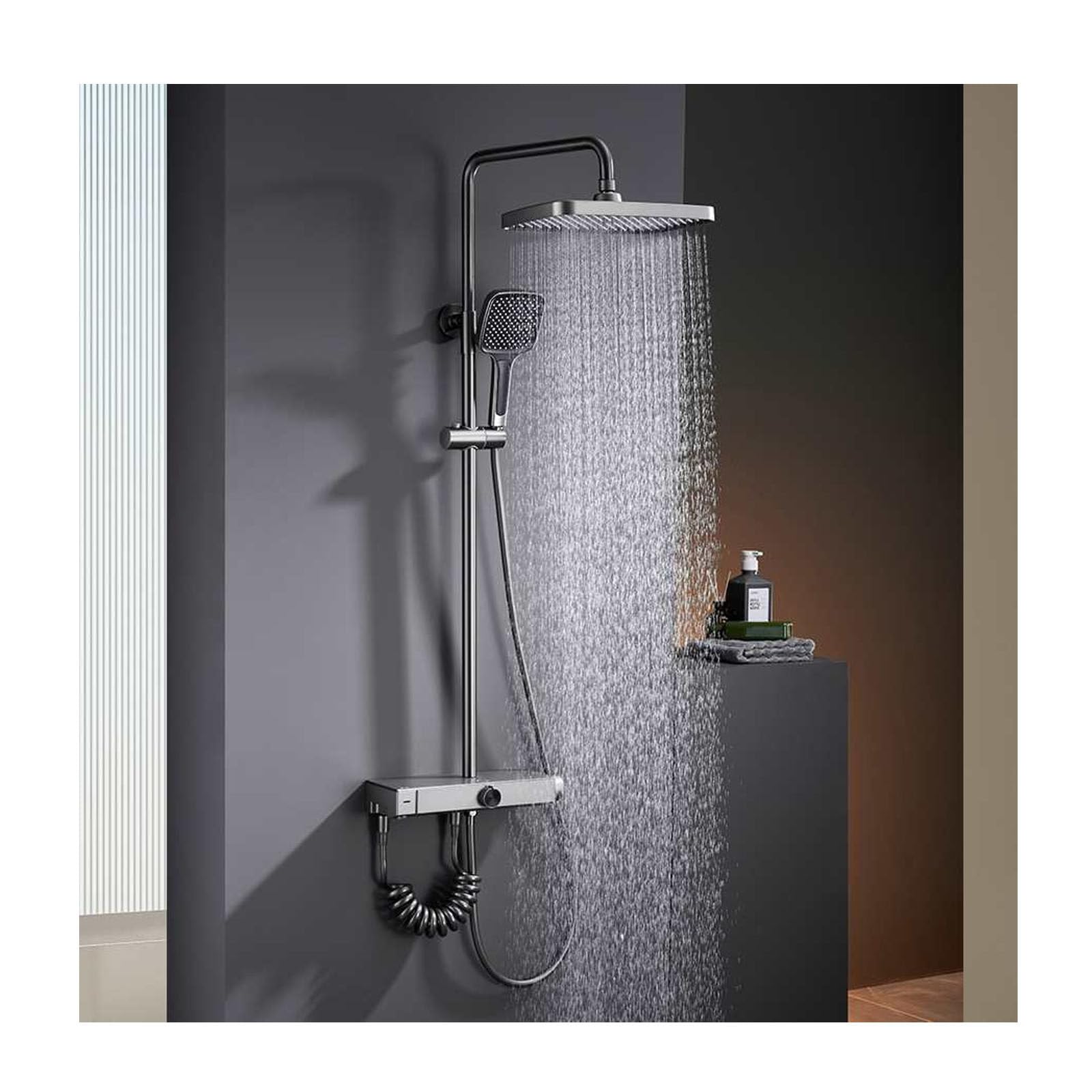 Pommeau de douche à effet pluie avec douchette à main kit de douche pour rénovation
