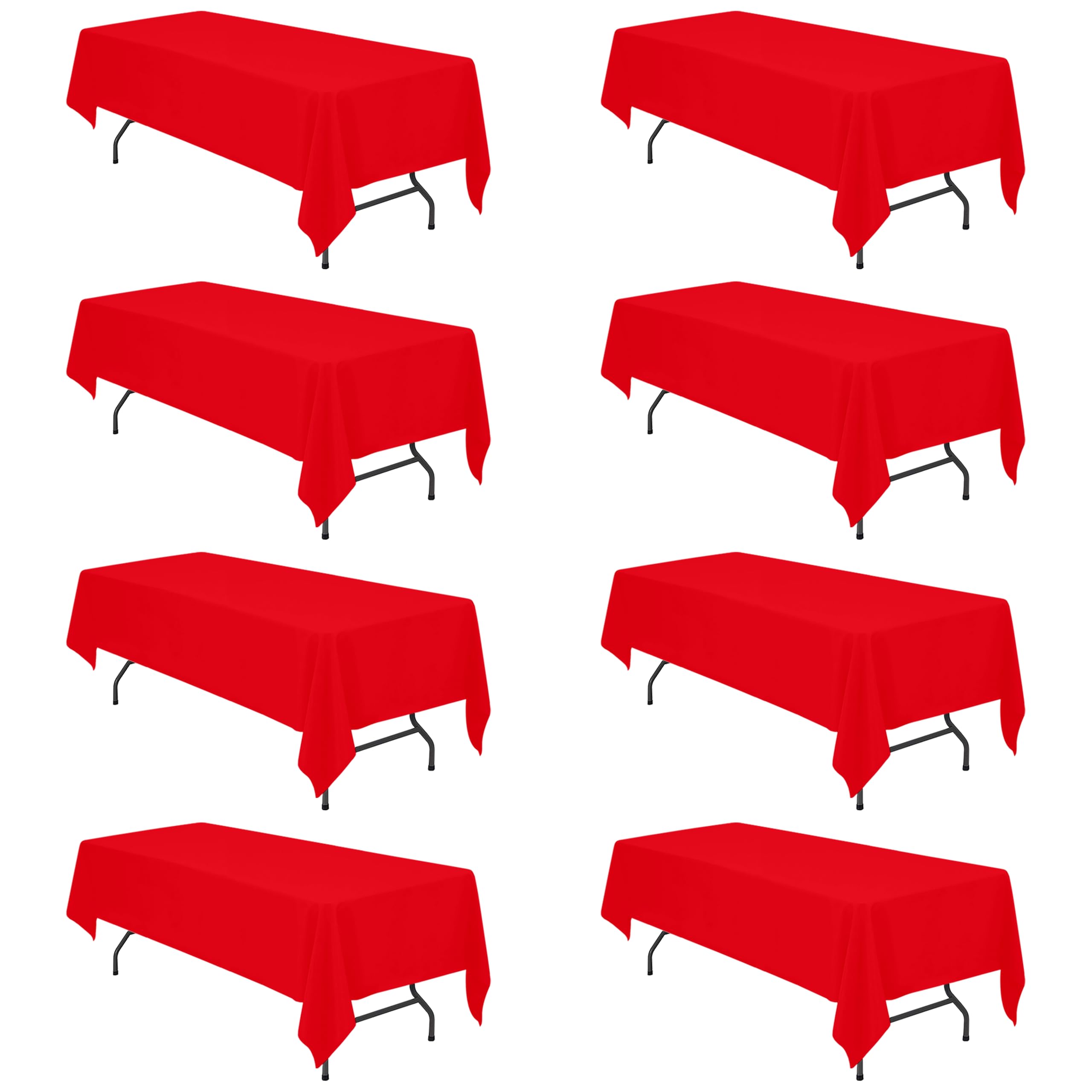 BRILLMAX 8 Pack Red Tablecloths 60x126 Inch for 8ft Rectangle Tables