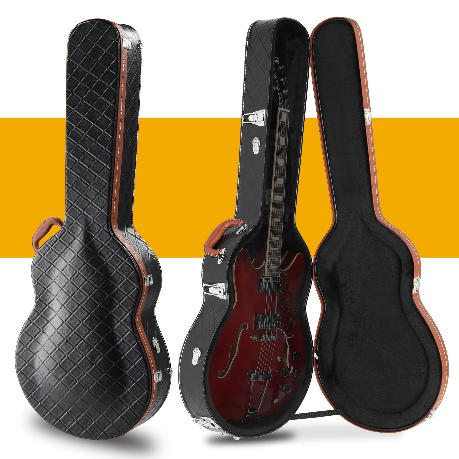 Ktaxon Electric Guitar Case, 42-Inch Hard Case W/Lock Latch Diamond Black