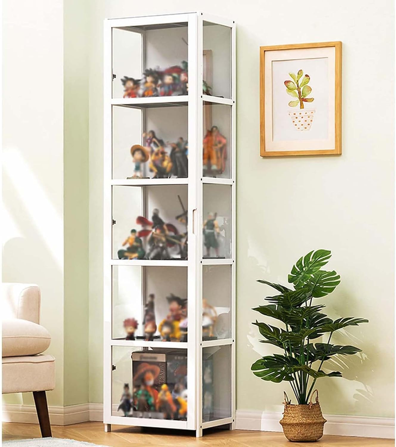 Transparent Multi-Layer Display Cabinet,Curio Display Cabinet, Storage Cabinet with Acrylic Glass Door, Folio Door Display Case, Collectibles Toy Organizers Rack & Display Shelf, Display Cab