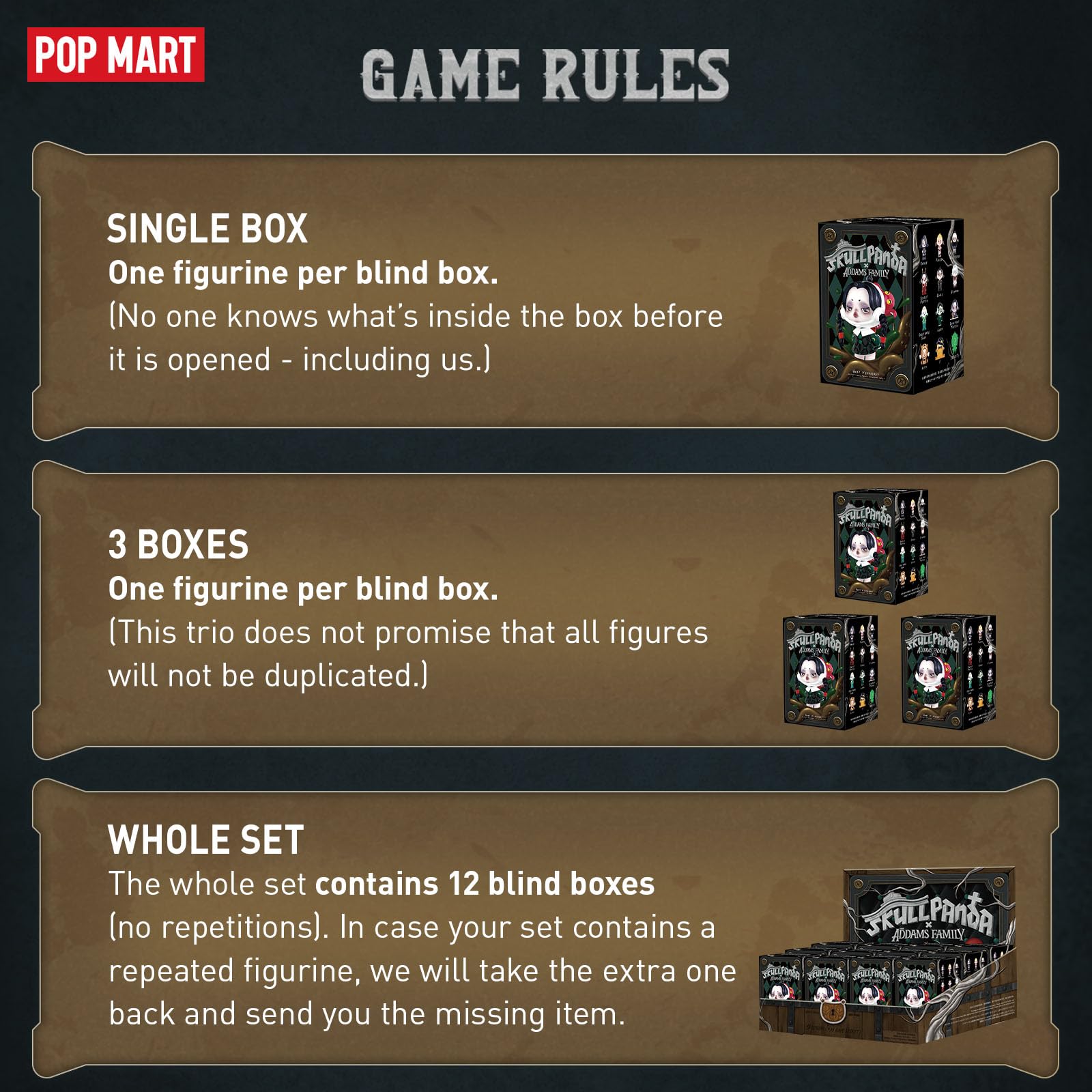 Amazon.co.jp: POP MART SKULLPANDA x The Addams Family シリーズ 3個