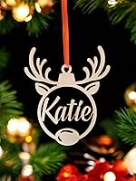 Vista 2 de Generic Adorno navideño de madera rústica personalizado, nombre personalizado, 2024