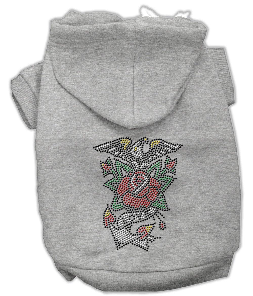 Mirage Pet Products 8-inch Eagle Rose Nailhead Hoodies, X-Small, Grey