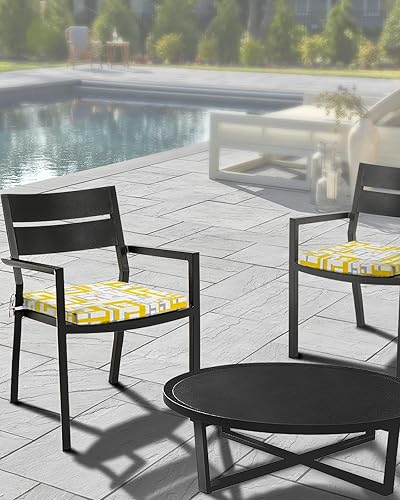Miniatura 3 de LBCASA Juego de 4 fundas de cojín para sillas de exteriores impermeables de estilo amarillo y gris de siglo medio para sofá de arte moderno
