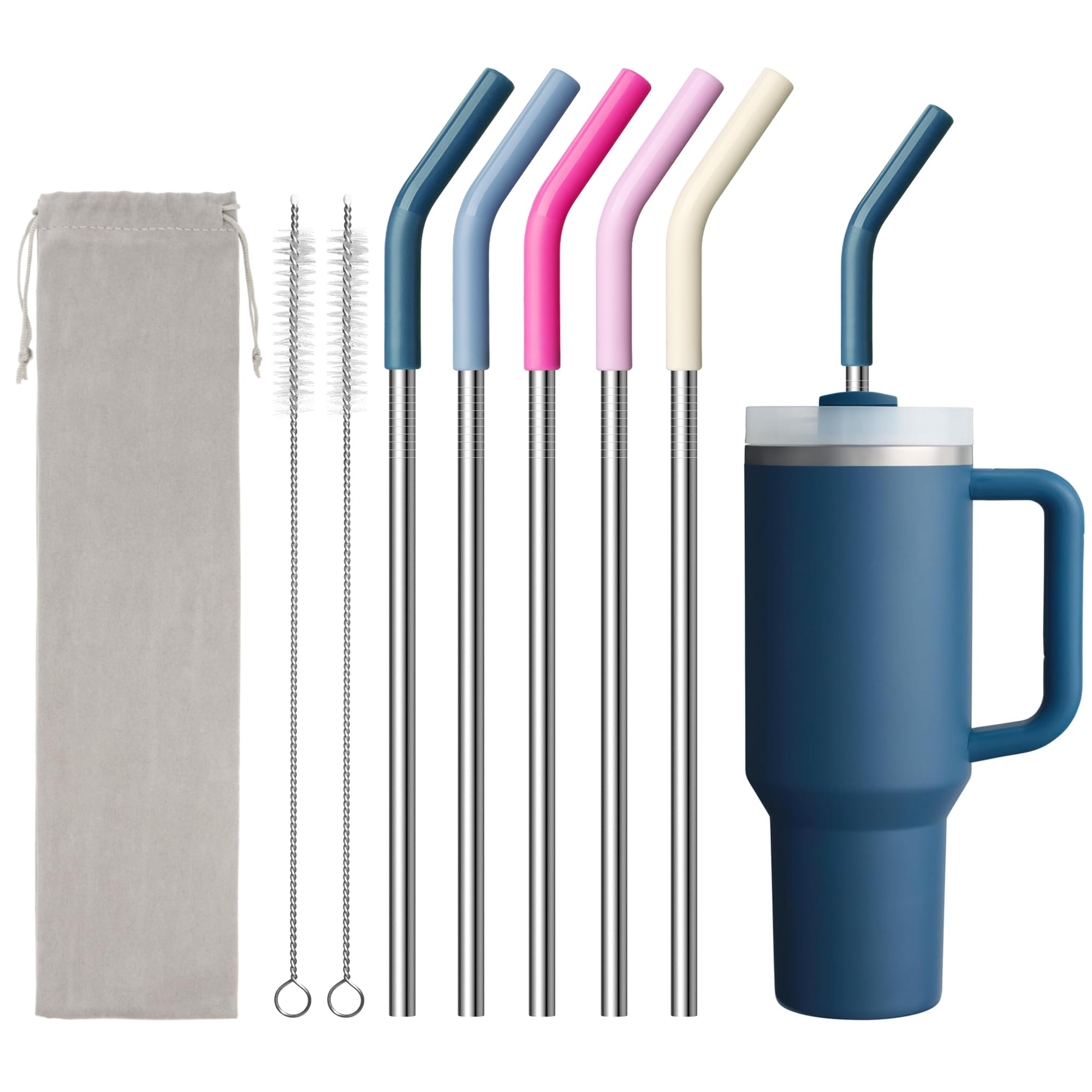 12.2" Long Metal Straw for Stanley 40oz Cup, Reusable Replacement Straw