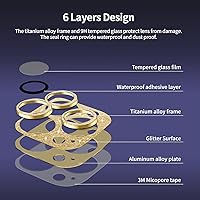 Vista 5 de Protector de lente de cámara para iPhone 15 Pro MaxiPhone 15 Pro, protector de pantalla de vidrio templado 9H, cubierta de lente de cámara de metal