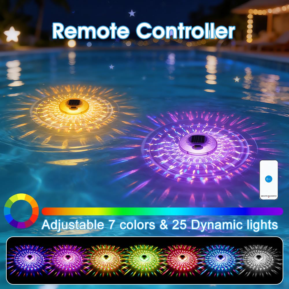 Mineup Diffuseur Chlore Piscine, Lampe Solaire Piscine Flottante avec Télécommande, Flotteur Chlore Piscine, Distributeur de Chlore Flottant, débit réglable et ouverture facile, lampe décorative RGB p