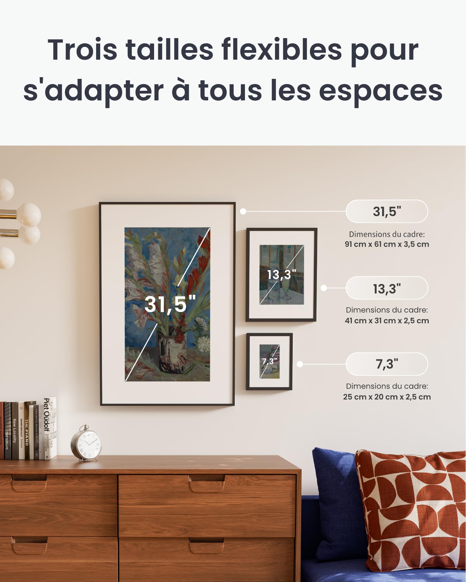 SwitchBot Cadre d'art Numérique IA, 13.3'' Cadre Photo Numérique sans Câblage, Écran Électronique-Ink, Autonomie Ultra-Longue, Cadre Photo Numérique Wi-FI, Compatible Alexa