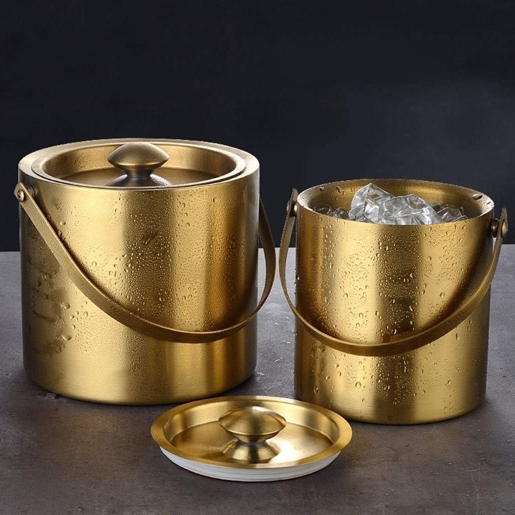 Ice Bucket,Ice Bucket with Lid and Ice Tongs,Ice Bucket Insulated with Sealed Lid and Tongs, Large 2/3 Liter Stainless Steel with Modern Ton