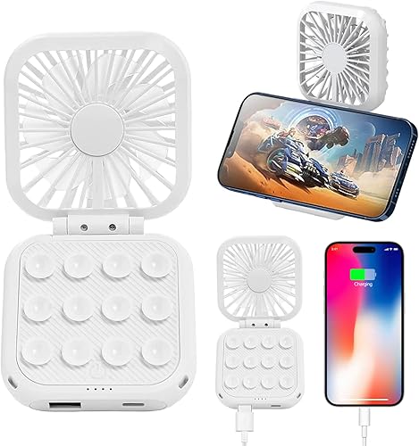 Miniatura 1 de Handheld Fan5000mAh Power Bank Battery Operated Mini Desk Fan,Portable Rechargeable Fan with 3 Speeds,9-15 Hours Working Time 180Foldable Neck Fan