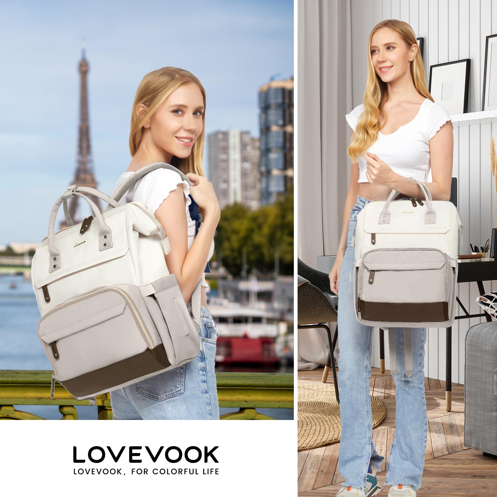 LOVEVOOK Rucksack Damen Laptop Rucksäcke mit Laptopfach 15.6 Zoll Schulrucksack Mädchen Teenager Schultasche Backpack Tagesrucksack Wasserdicht für Schule Reise Uni Business