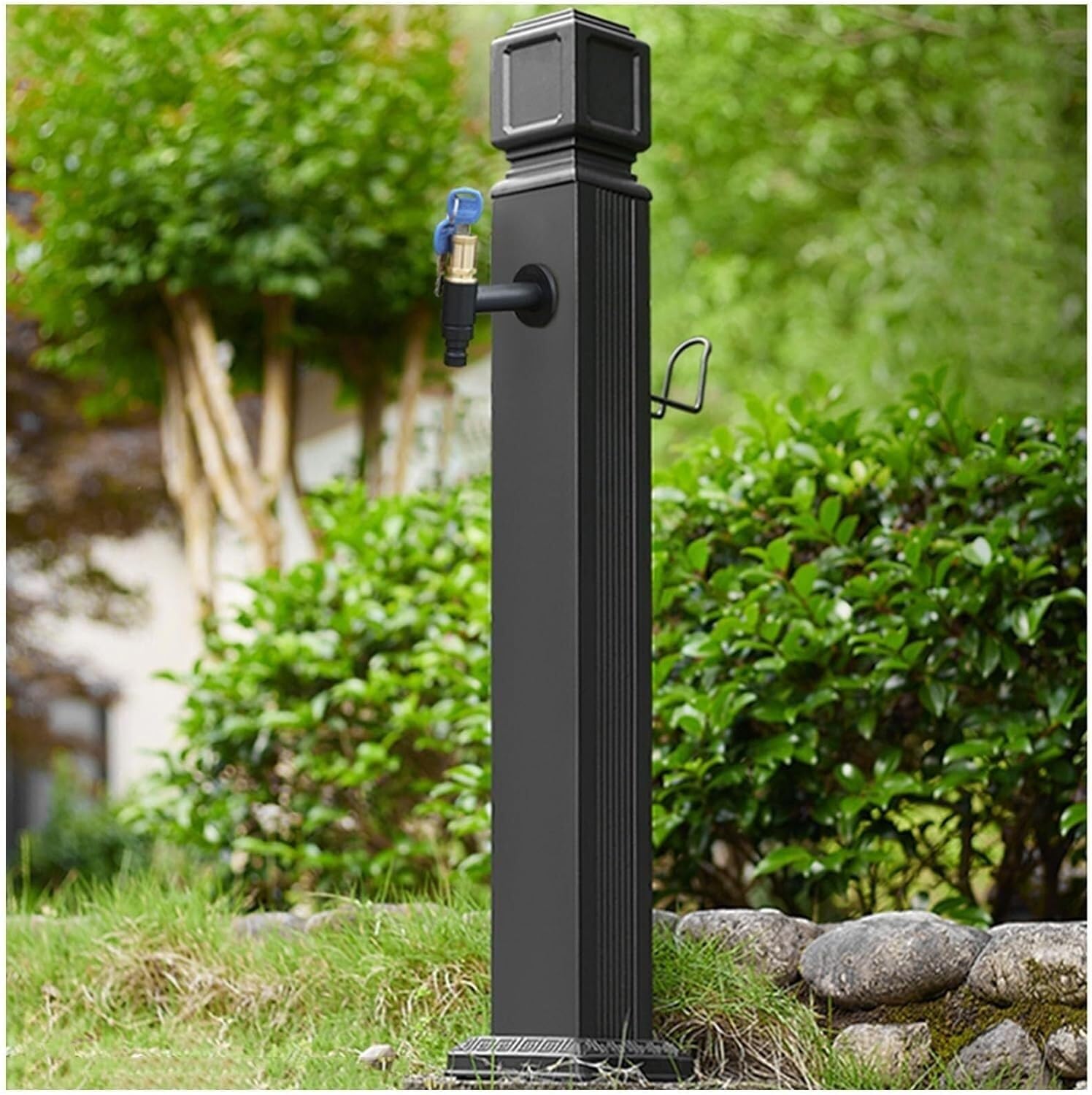 HGOuhK Water Tap Fountain Hydrant Stainless Steel Water Column Tap - Freestanding Antifreeze Hose Hanger，Floor Mount Lawn Fountain Dispenser