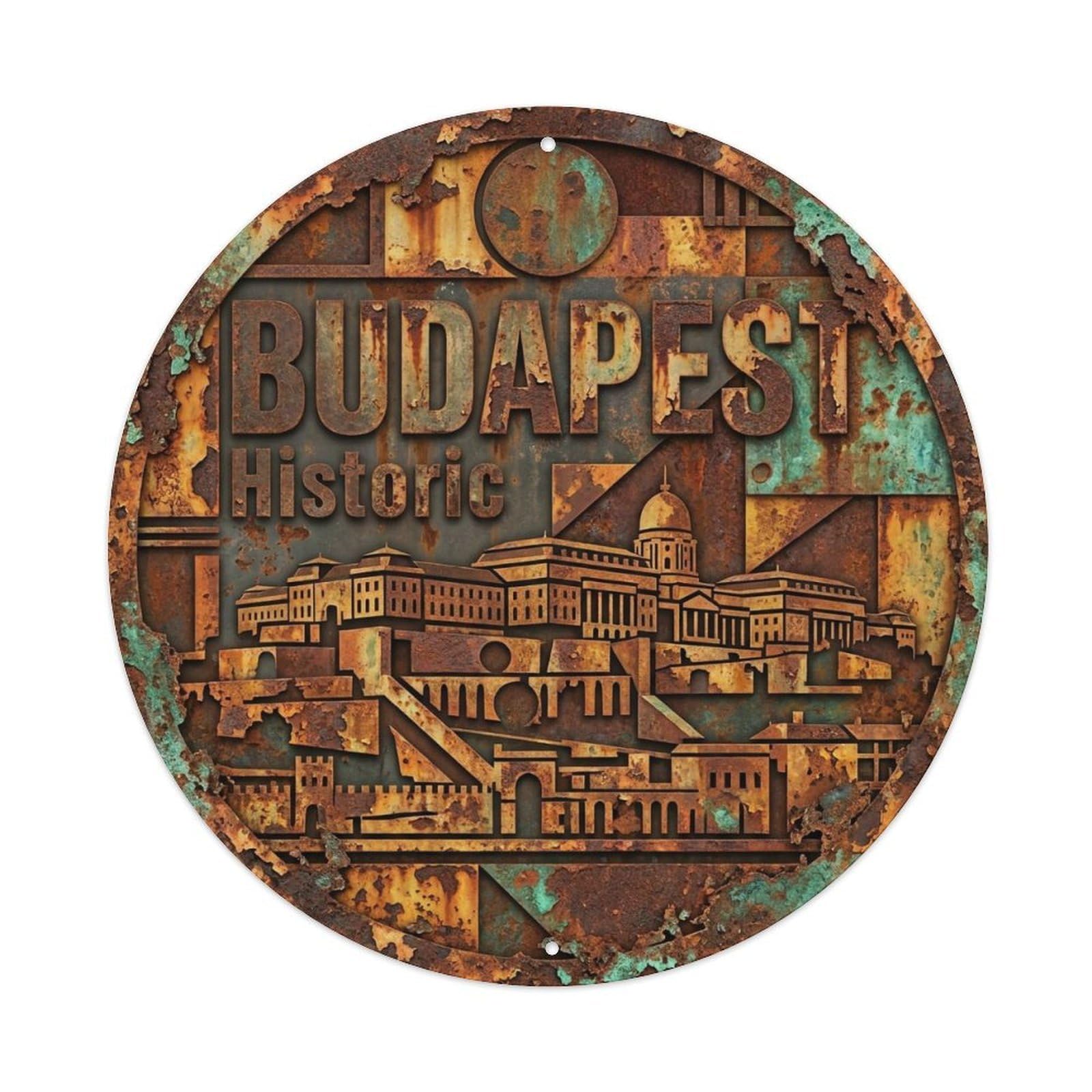 Vintage Travel Budapest Hungary Historic Metal Tin Sign