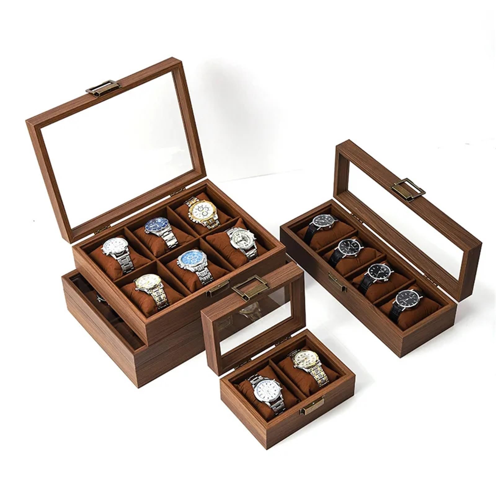 Scatola porta orologi in noce nera da 2/4/6/8 slot