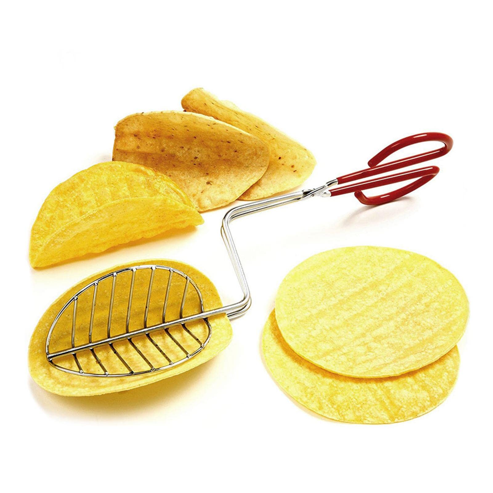 Taco Bowl Mould for Roasting | Taco Press Shell Maker | Stainless Steel Taco Maker Press Fried Taco Shells Shape Crispy Fryer Tongs | V-Shaped Potato Chip Kitchen Baking Tools