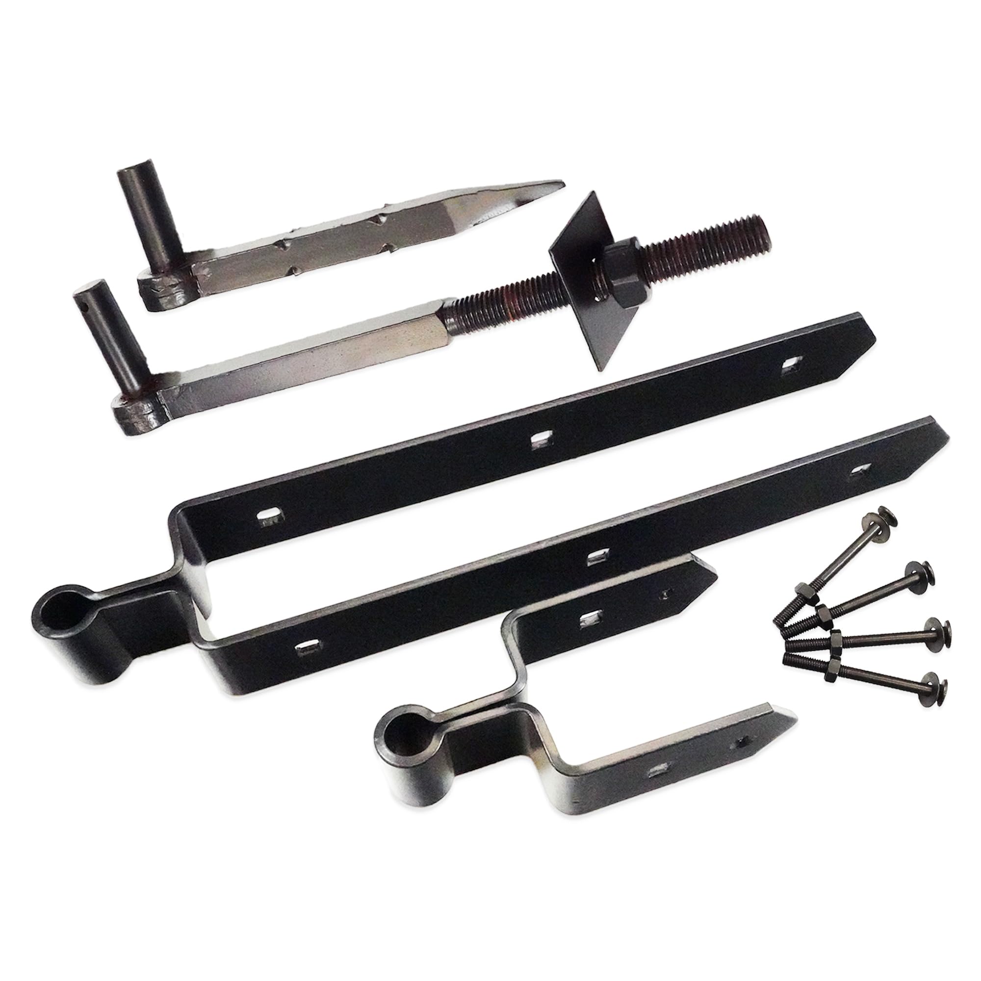 Gate Double Strap Hinge Set Black 600mm - Fencing Essentials