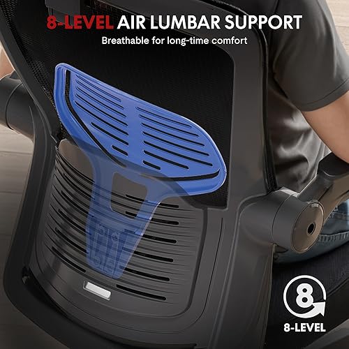 Miniatura 5 de FLEXISPOT OC3-Pro Air Silla de oficina ergonómica para grandes y altos, color negro, silla de oficina con respaldo alto con brazo abatiblesoporte
