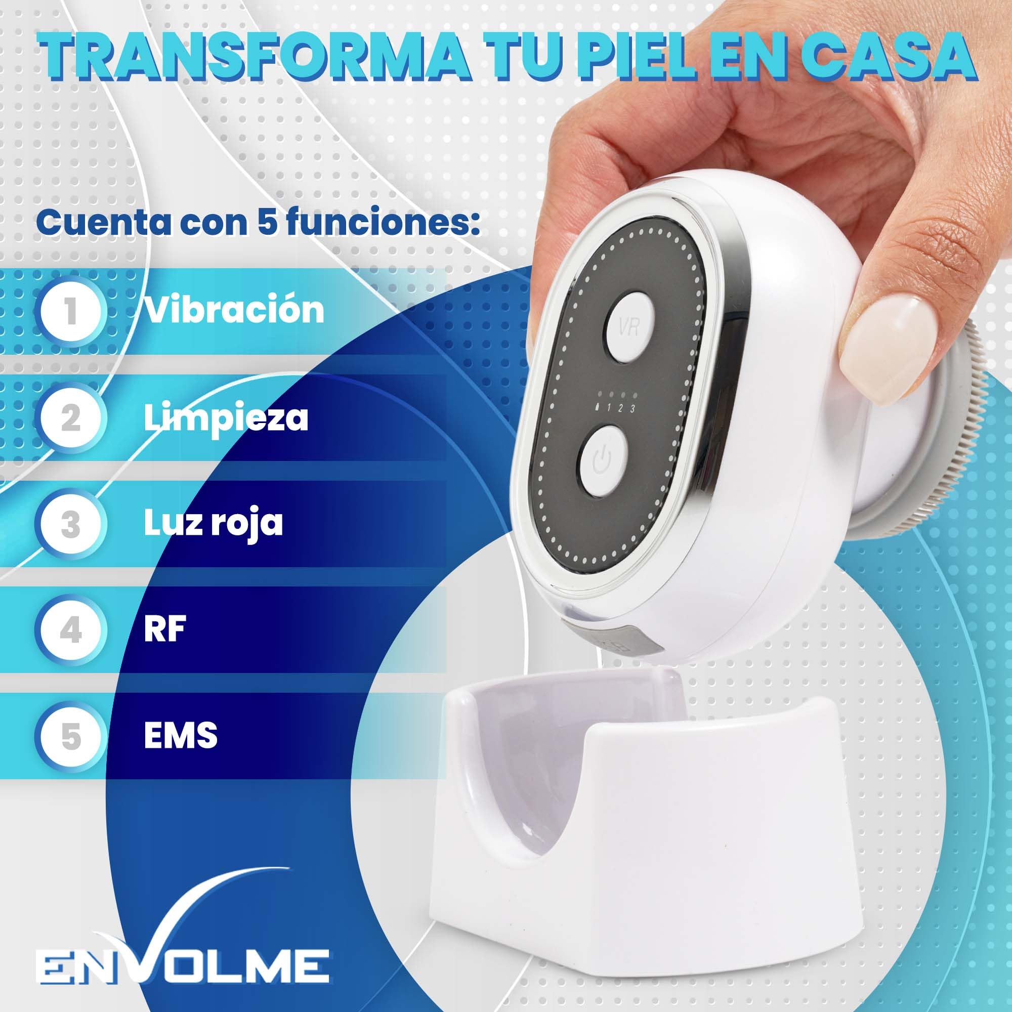 ENVOLME - Skin Radiofrequenza Viso - Massaggiatore per Viso - Massaggiatore Viso Lifting - Collagene viso - Ultrasuoni Viso - Beauty Tool - Luce Rossa -