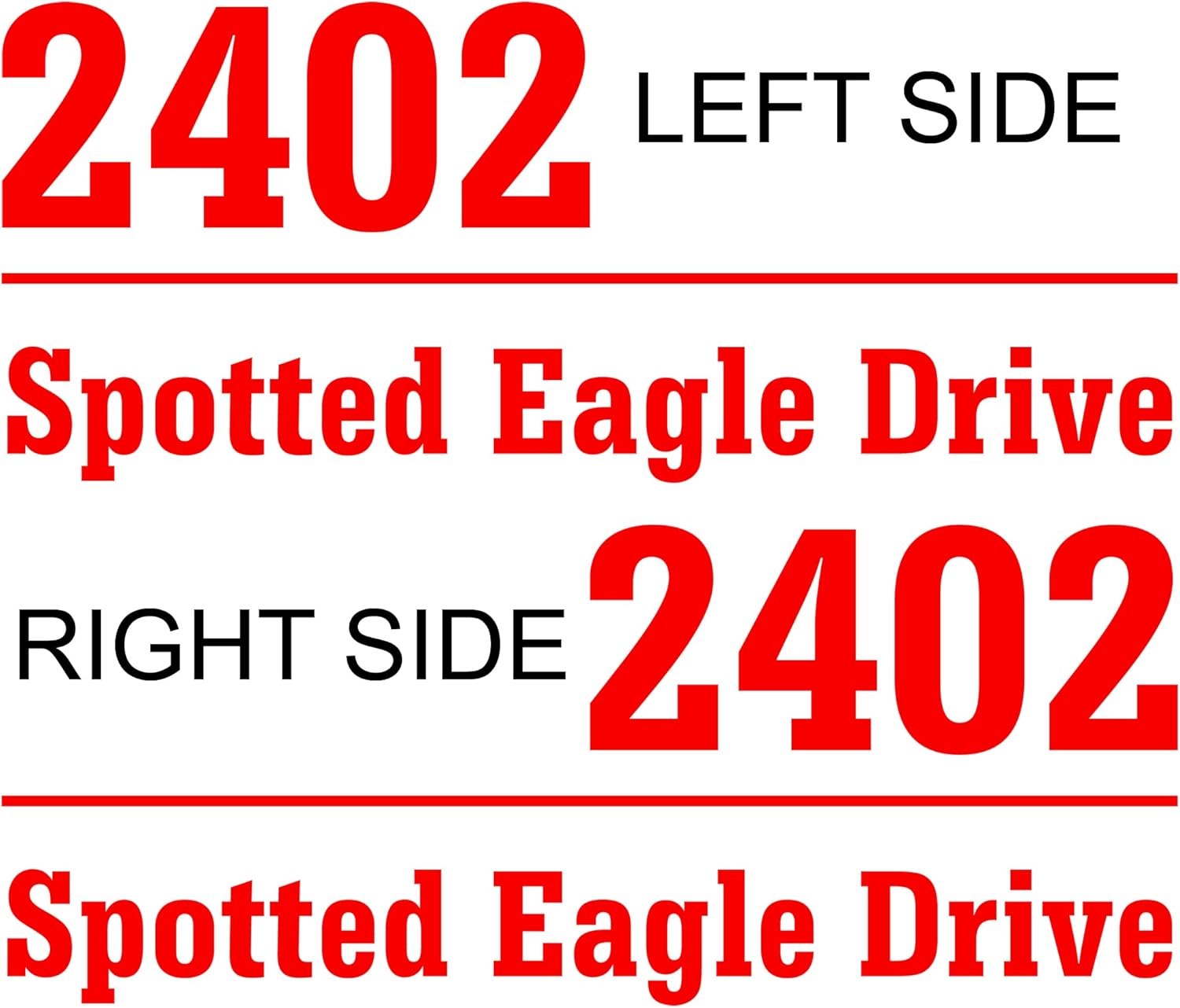 VWAQ Mailbox Numbers Street Address Personalized Pair of Vinyl Decal Custom Stickers - CMB30 (4.5"H x 11"W, Red)