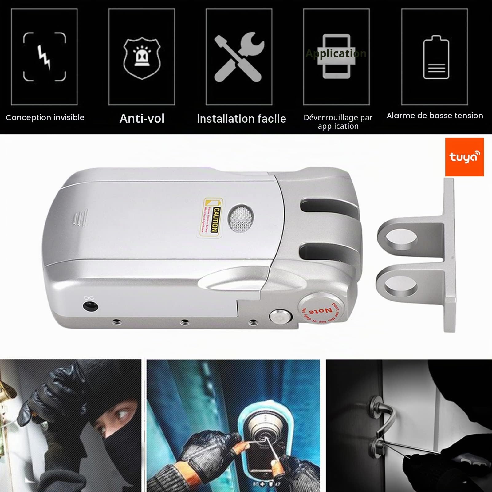 Serrure connectée Tuya WiFi - Système d'entrée sans clé avec télécommande, sécurité antivol pour la maison, matériau en alliage de zinc, installation facile
