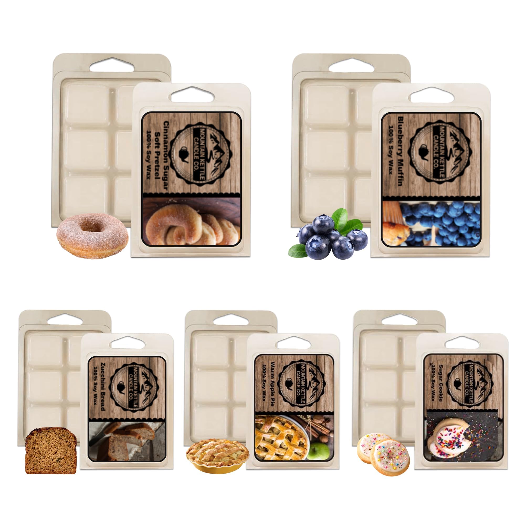 Wax Melts (Pack of 5) | HandPoured Soy Wax | Scent for Warmers | Made with Natural Oils | Blueberry Muffin, Warm Apple Pie, Sugar Cookie, Cinnamon Sugar, Zucchini Bread