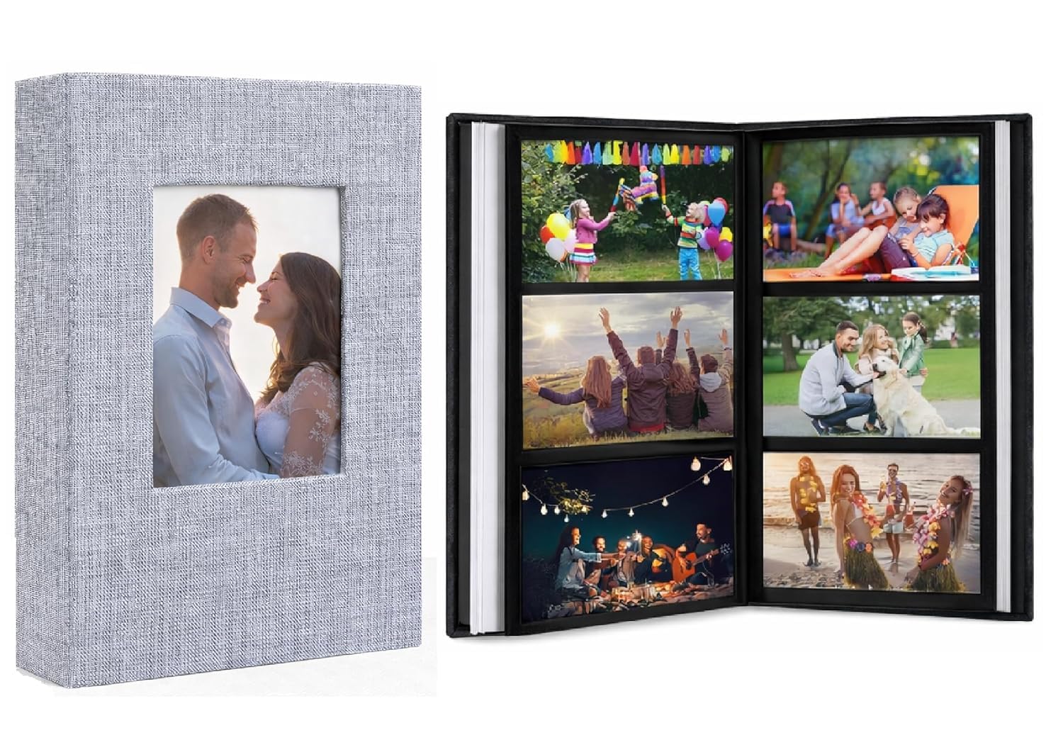 GKN DIY Scrapbook Photo Album | 100 Pages (3 Photos per Page) | Holds 300 Photos (4x6 Inch) | Linen Cover Memory Book With Front Window | Wedding Anniversary & Birthday Gift Family Travel Baby Album-image-40