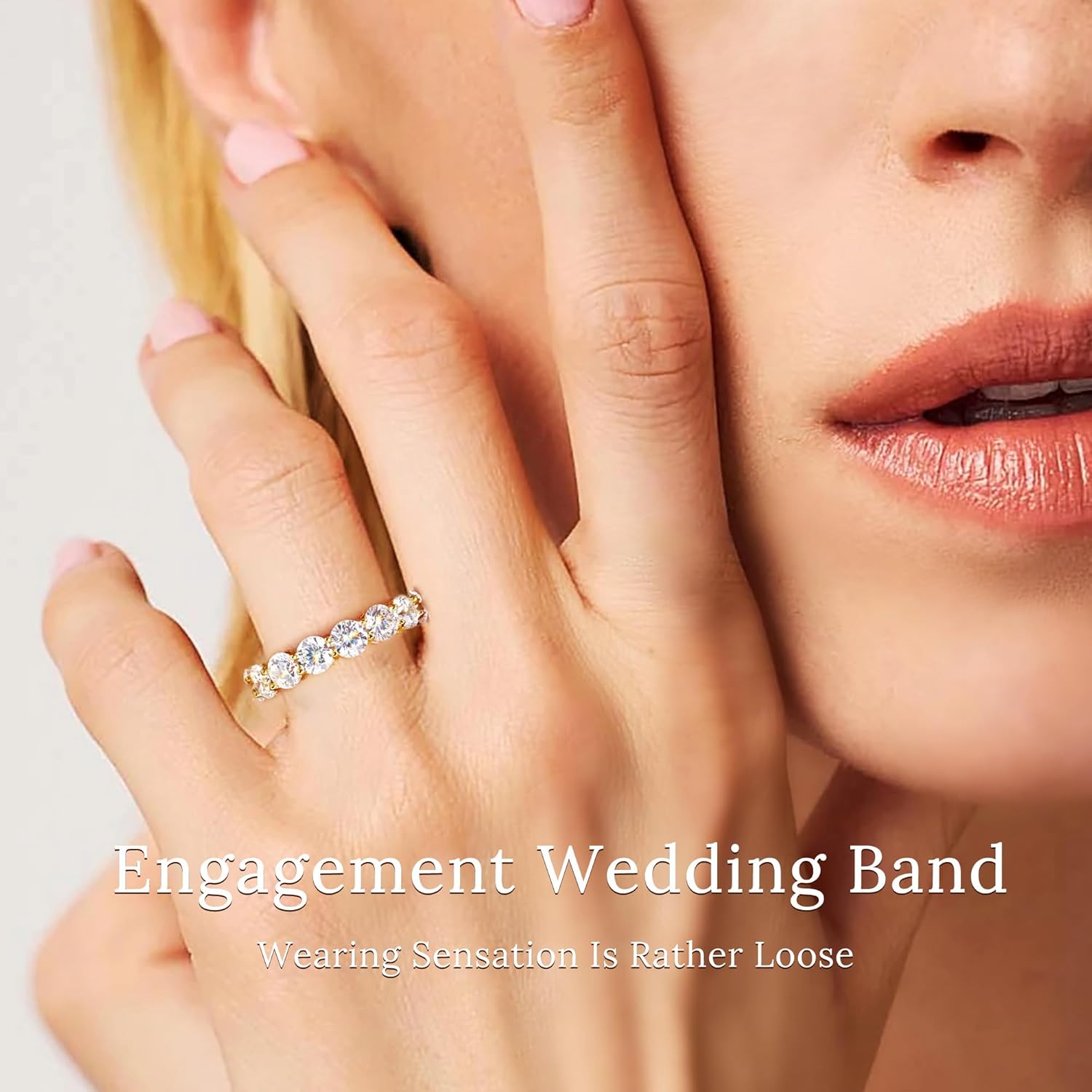 4mm 925 Sterling Silver Rings Gold Engagement Wedding Band Eternity Cubic Zirconia Round Simulated Diamond Stackable Ring for Women - Image 2