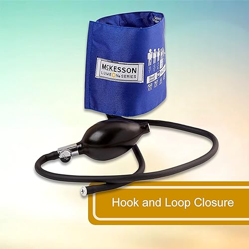 Miniatura 5 de McKesson LUMEON - Manguito y bulbo para presión arterial, color azul real, adulto pequeño, 7.5 in a 10.6 in, 1 unidad