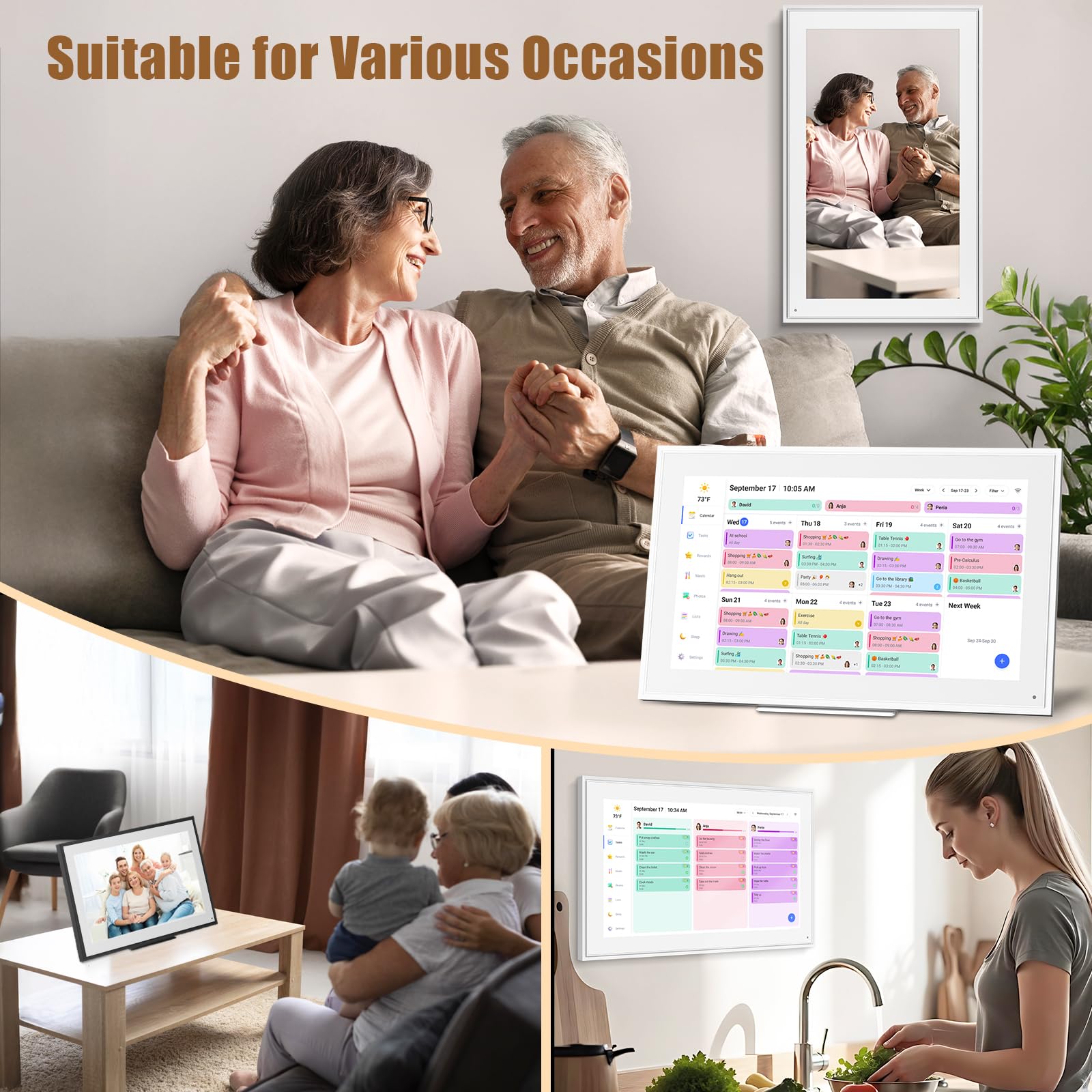 15 6-inch Wall Digital Calendar Smart WiFi Calendar Chore Chart Full HD Touchscreen Interactive Display for Family Schedules-Wall — view 7