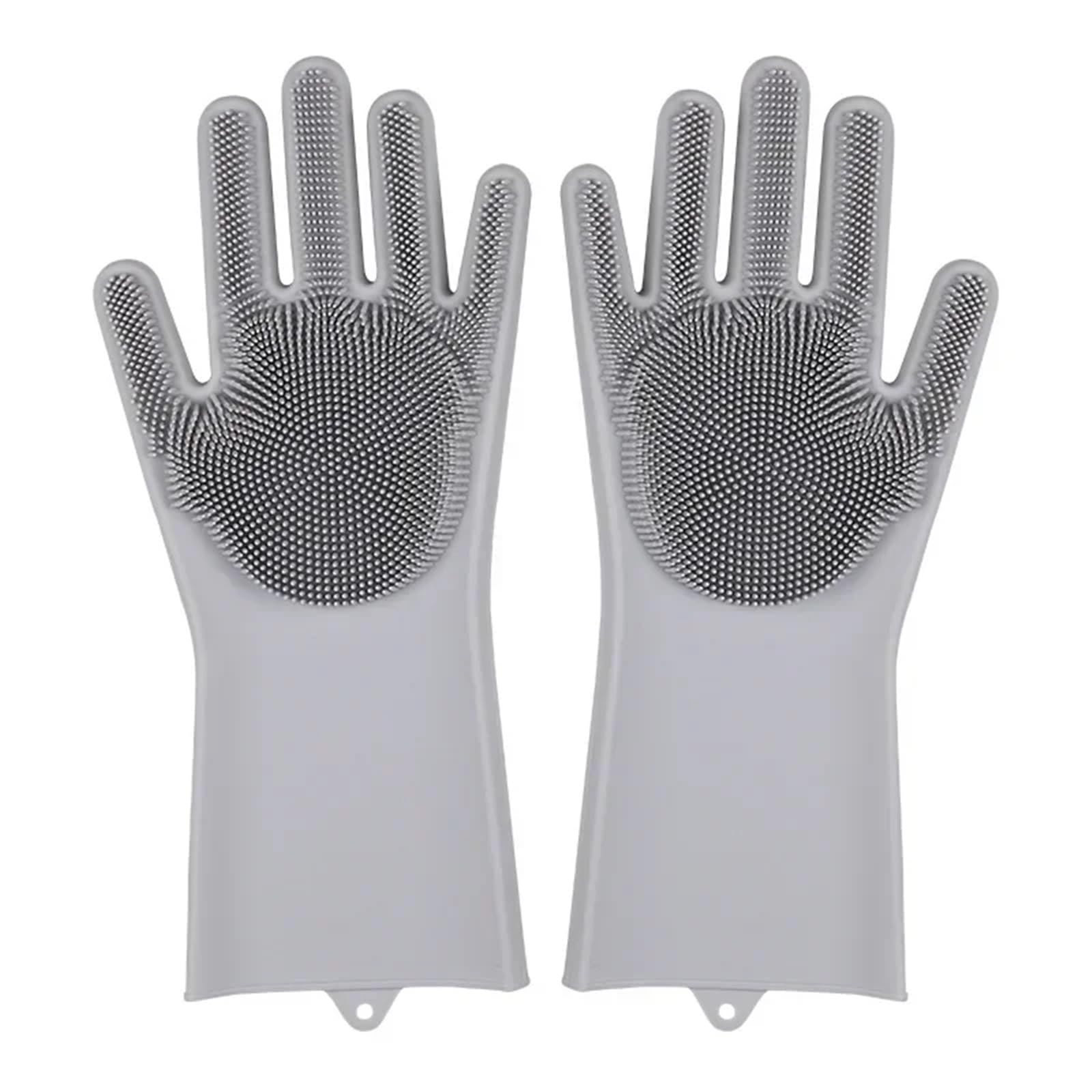 KJBDQQH Cleaning Gloves Silicone Dishwashing Gloves With Friendly Multi Purpose For Kitchen Pet Bath Car Cleaning Waterproof Tools for Household(Grey)