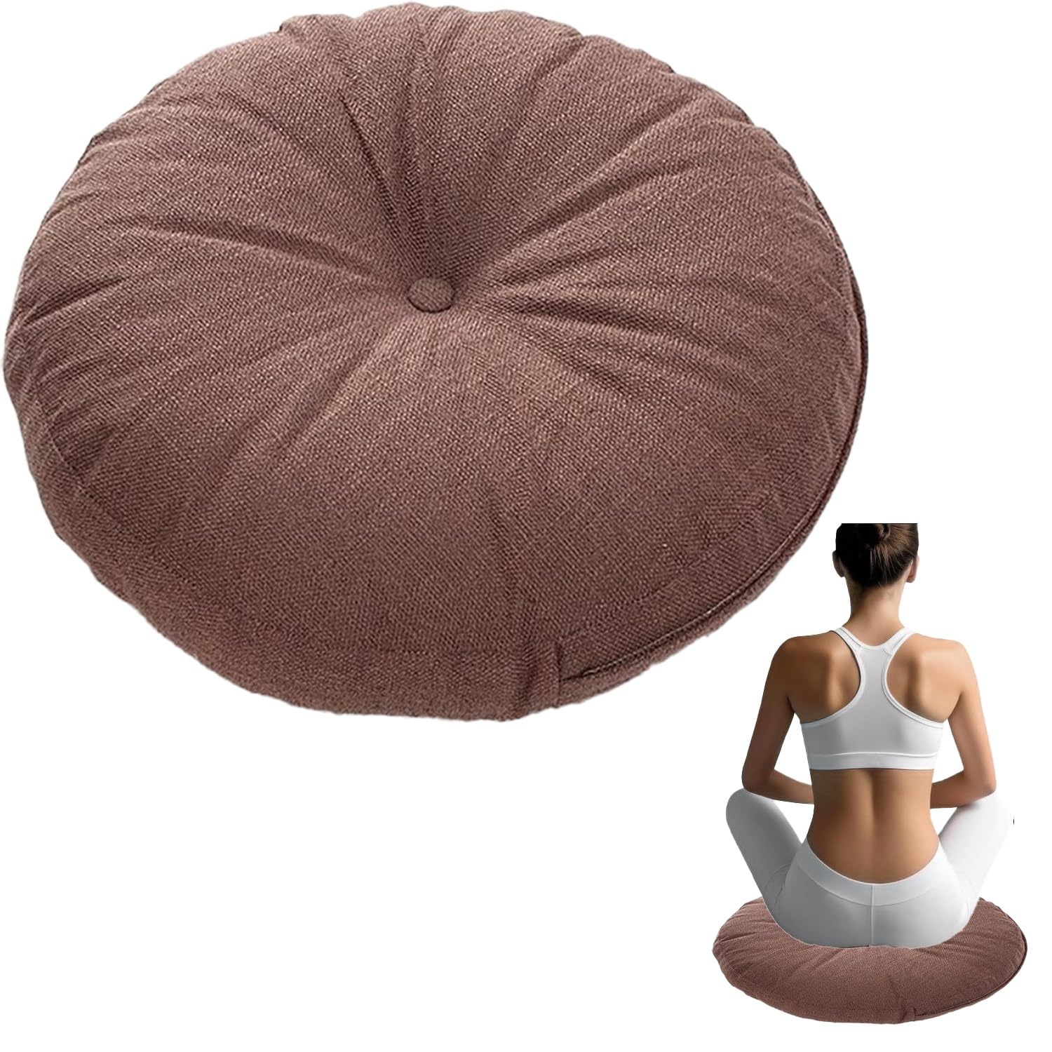 Sitzkissen Rund 40/45/50/60/70cm Dicke 13-15cm 1 Stück Bodenkissen Rund Sitzpolster Stuhlauflage Sitzpolster Stuhlkissen Polster Auflage for Wohnzimmer Büro Konferenzraum(Rötlichbraun,70cn/27.5")