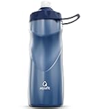 Insulated Water Bottle - 20oz Leakproof Sports Water Bottle with Bite Lid, Bike Water Bottle, Easy Squeeze Water Bottles, Spill Proof for Cycling Bicycle - Fits Most Bike Cages (Blue)