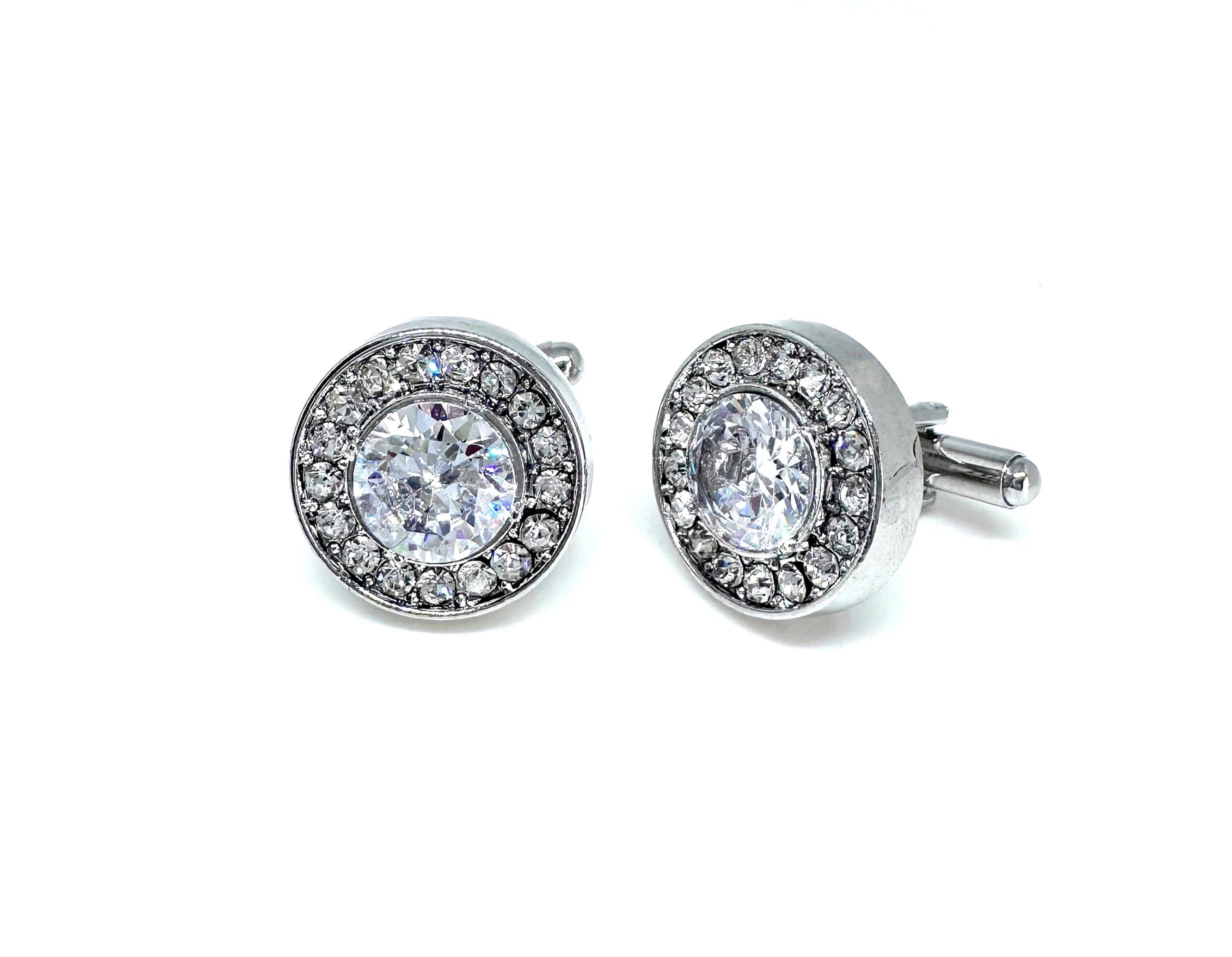 Mens Shirt Cufflinks Round Crystal White Studded (B0CQTJGR5G) Amazon Price History, Amazon Price Tracker